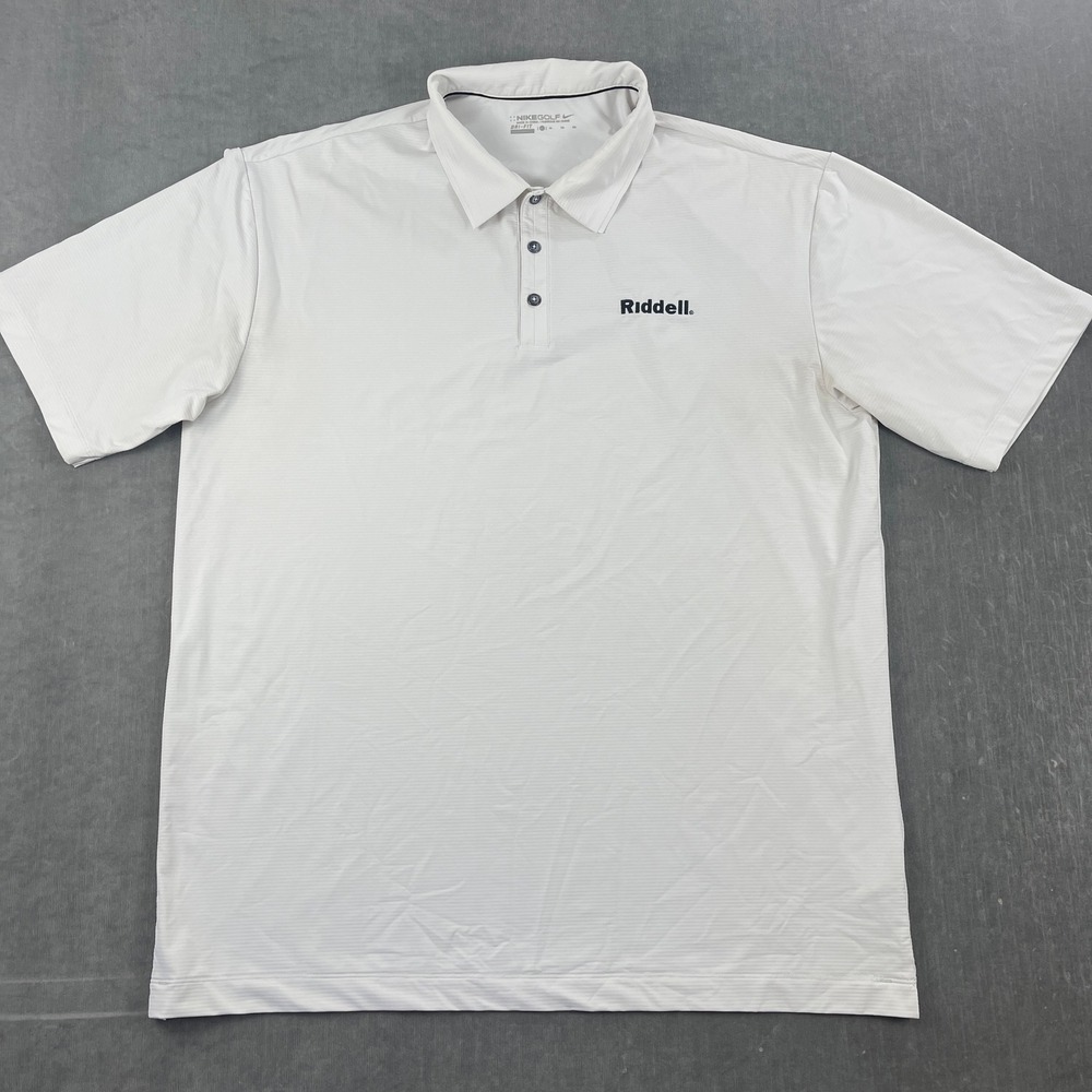Nike Mens XL‎ White Riddell Polo Shirt Embroidered Performance Golf Coach